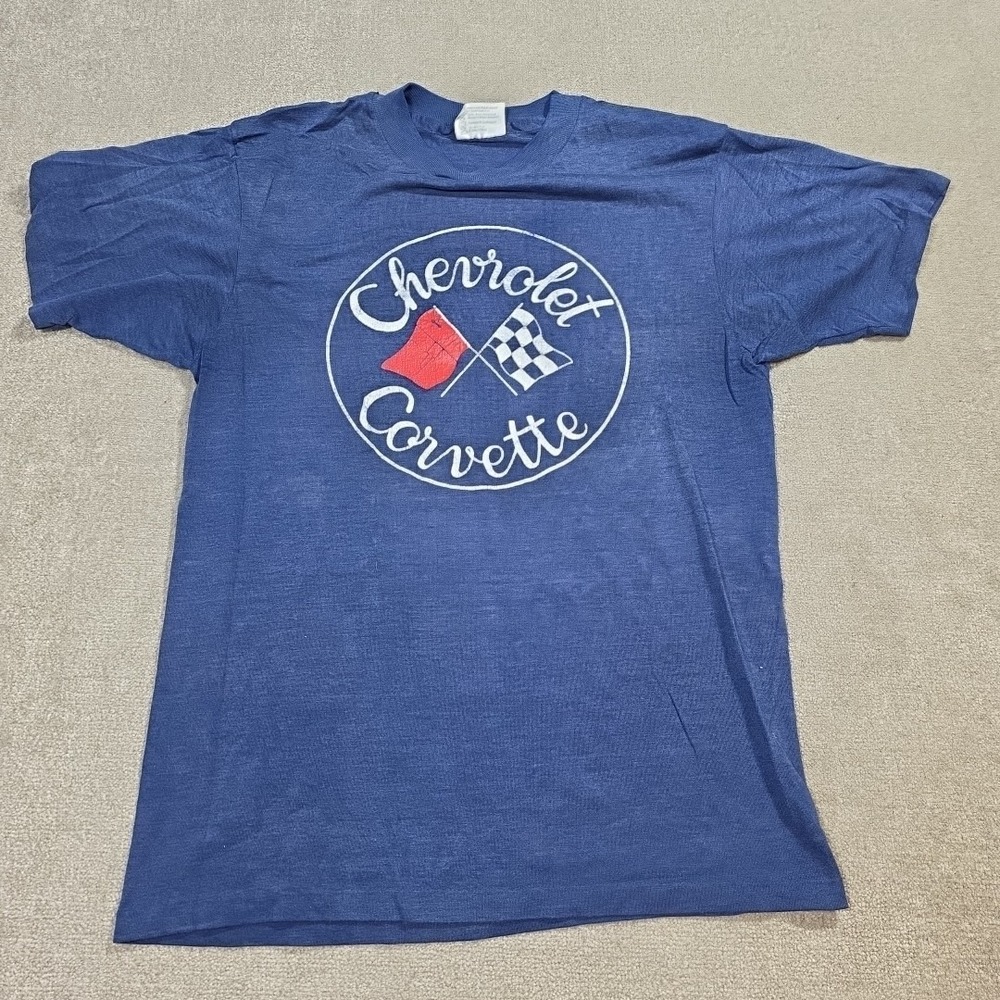 Vtg 90s Chevrolet Corvette T Shirt Mens Medium Blue 50/50 Hanes USA Single St